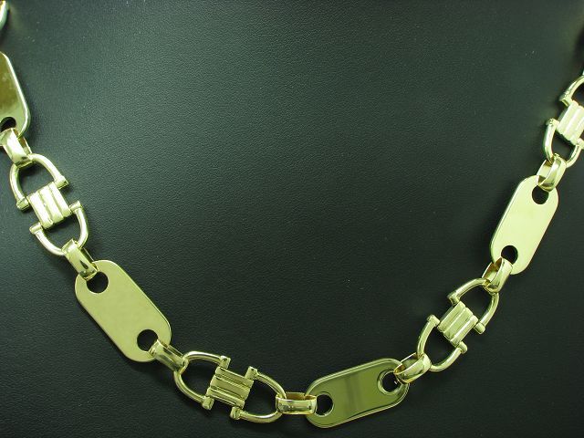 14kt 585 Gelbgold Plattenkette / Steigbügelkette / Halskette / 71,5cm / 100,2g