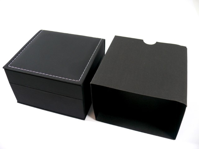 Uhrenbox Verpackung Aufbewahrung Kunstleder schwarz/beige