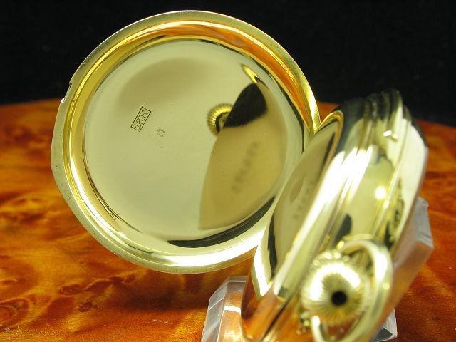 18kt 750 Gold Open Face Taschenuhr Chronograph Minuten Repetition