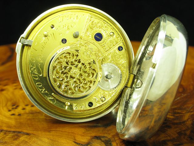 Manners London 925 Silber Open Face Spindeltaschenuhr um 1820 Schlüsselaufzug