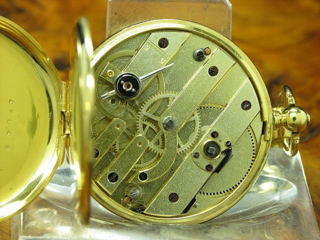 14kt 585 Gold Savonette Sprungdeckel Taschenuhr / Anhängeuhr / Ø 34,0mm