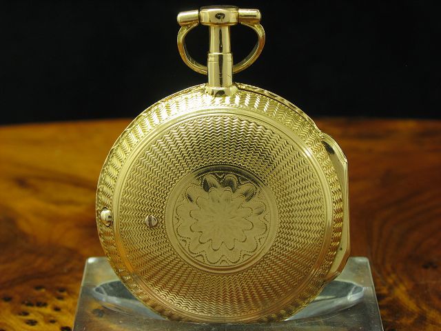 Kloppfer 18kt 750 Gold Open Face Schlüsselaufzug Taschenuhr / Durchmesser 47,5mm