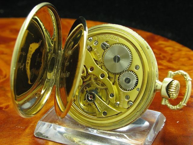 Eterna Open Face 14kt 585 Gold Taschenuhr Chronometer / Kaliber 301
