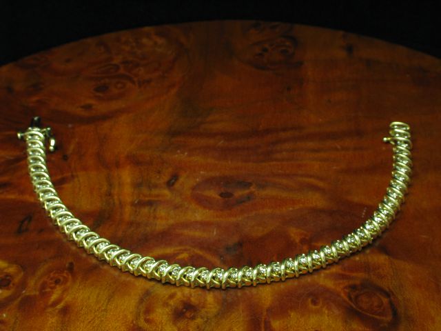 14kt 585 Gelbgold Tennis Armband mit 2,94ct Brillant Besatz / Diamant / 18,0cm