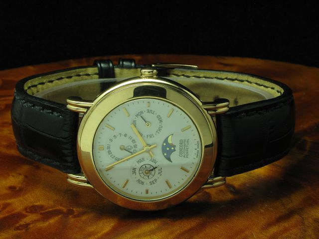 CONCORD 18kt 750 GOLD AUTOMATIC VOLLKALENDER MONDPHASE INKL. BOX & PAPIERE