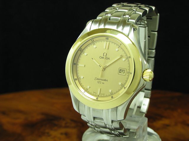 Omega Seamaster 18kt 750 Gold / Edelstahl Herrenuhr mit Datum / Ref 168.1501 