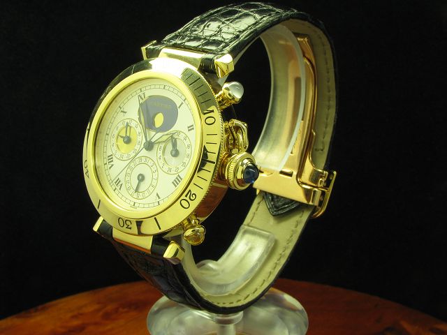 Cartier Pasha 18kt 750 Gold 3 Time-Zones Automatic Herrenuhr / Ref M204579/0925