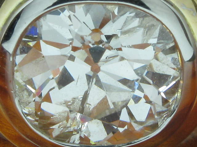 18kt 750 Gold Ring mit 4,80ct Altschliff Diamant Solitär Besatz / 25,4g / RG55,5