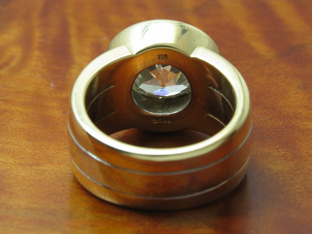 18kt 750 Gold Ring mit 4,80ct Altschliff Diamant Solitär Besatz / 25,4g / RG55,5