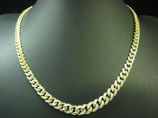 14kt 585 Gelbgold Collier mit 0,40ct Brillant Besatz / Halskette / 42,5 cm