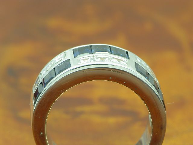 18kt 750 Weißgold Ring mit 1,08ct Diamant & 1,35ct Saphir Besatz / 11,8g / RG 52