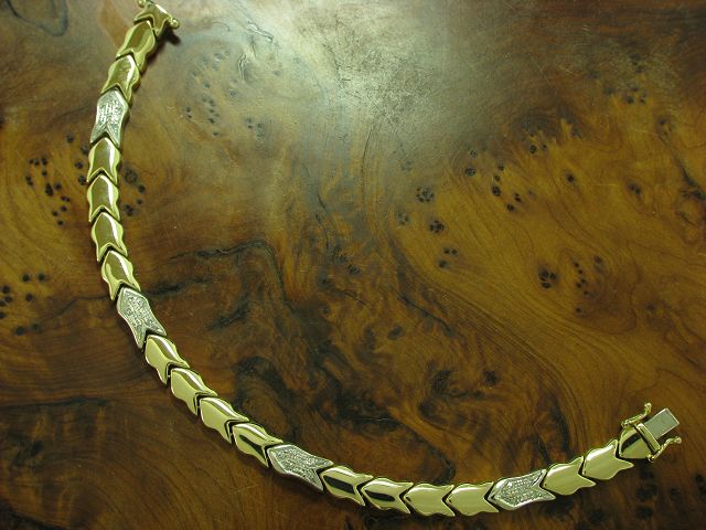 Gelbgold Brillant Armband / 14kt 585 Gold / 0,24ct Diamant / 17,3g / L: 19,5cm