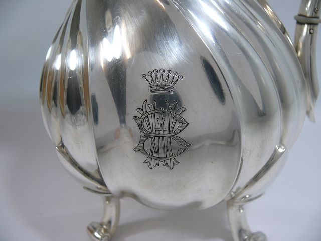Wilkens 800 Silber Kaffeekaraffe mit Wappen Gravur / Gefäß / Echtsilber / 721,2g