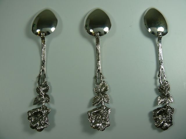 Christoph Widmann 835 Silber Teelöffel Set / 3-teilig / Hildesheimer Rose  32,7g