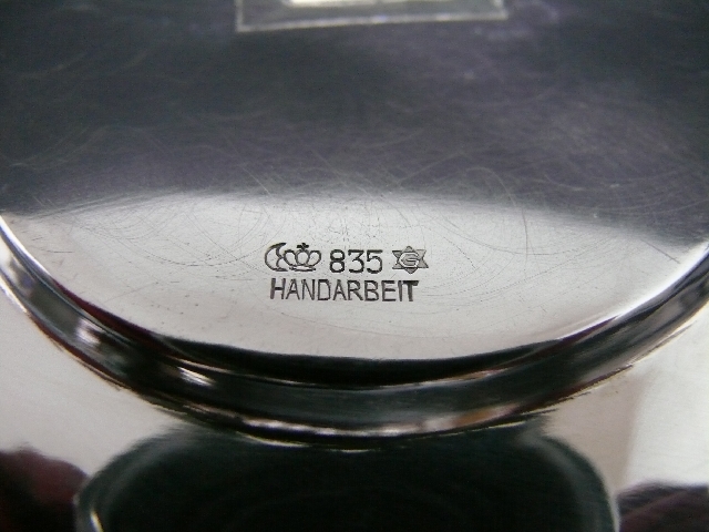 835 Silber Servierplatte / Tablett / Handarbeit / Jakob Grimminger / Echtsilber