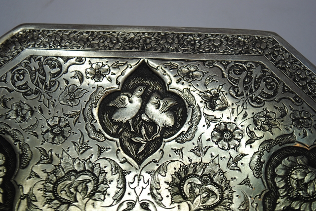 800 Silber Handspiegel / Filigran / Florales Dekor / Antik / Echtsilber / 515,9g