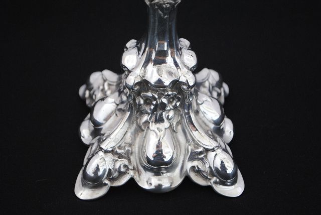900 Silber Kerzenhalter / Leuchter / Floral / Ständer / Echtsilber / 373,7g