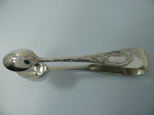 Versilberte Zuckerzange / Alpaka / Alpacca / Silberauflage / 11,5 cm / 24,8g