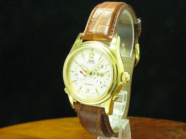 ORIS Worldtimer Classic Gold Mantel Automatic Herrenuhr / Kaliber 690 / Ref 7485