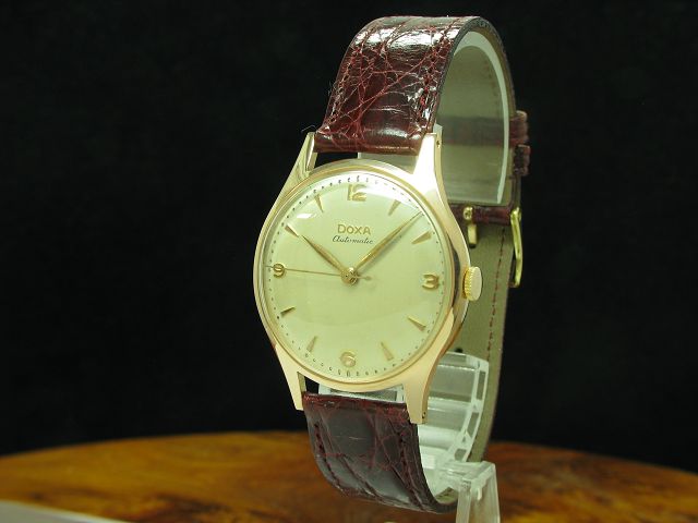 Doxa 14kt 585 Rotgold Automatic Herrenuhr / Kaliber 1256 / Anzuguhr